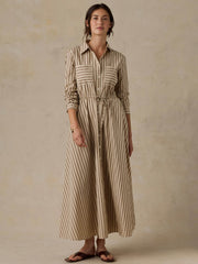Coastal Poplin Catalina Dress - Drift Sand Stripe