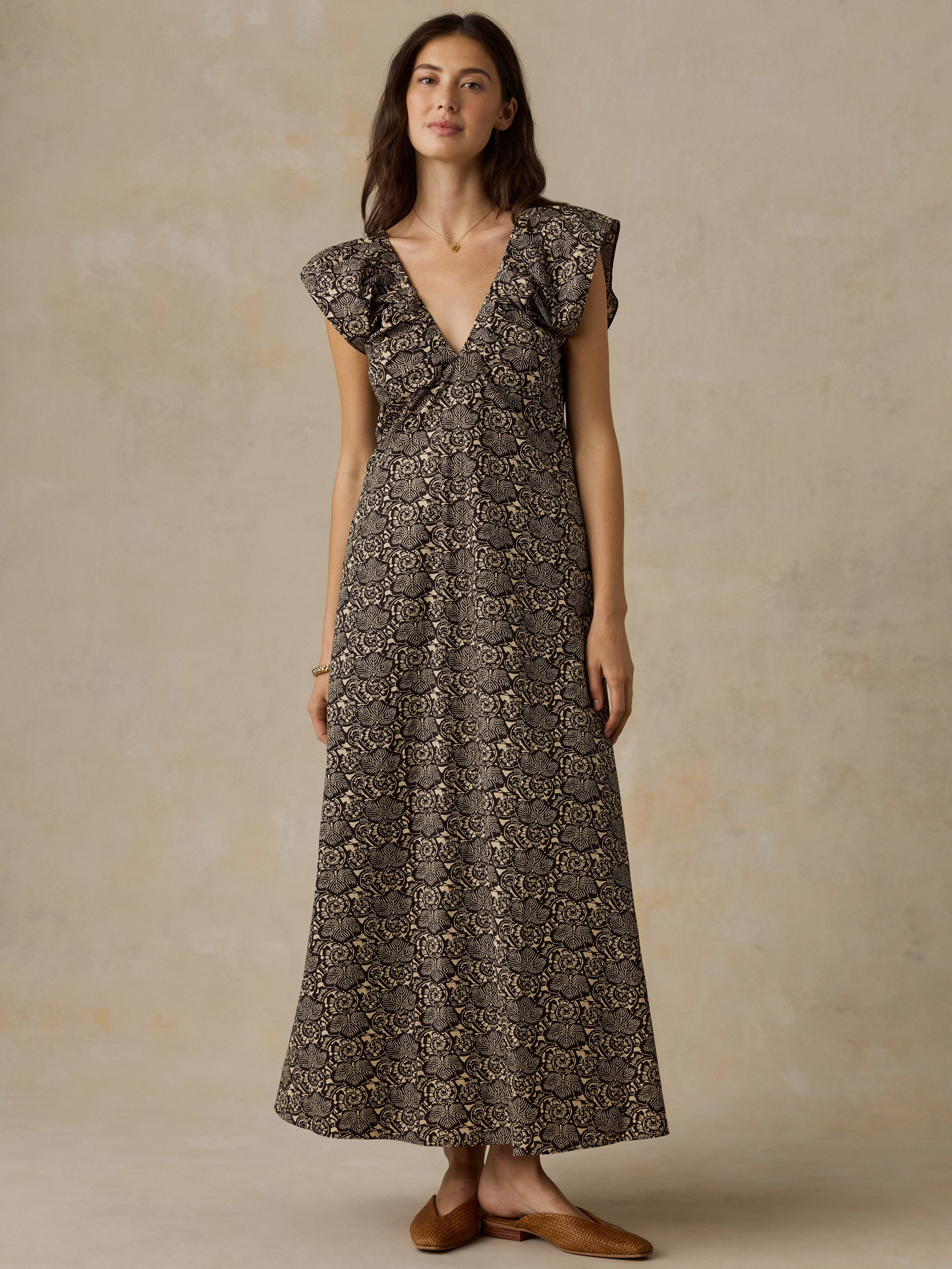 Coastal Poplin Noa Dress - Night Bloom