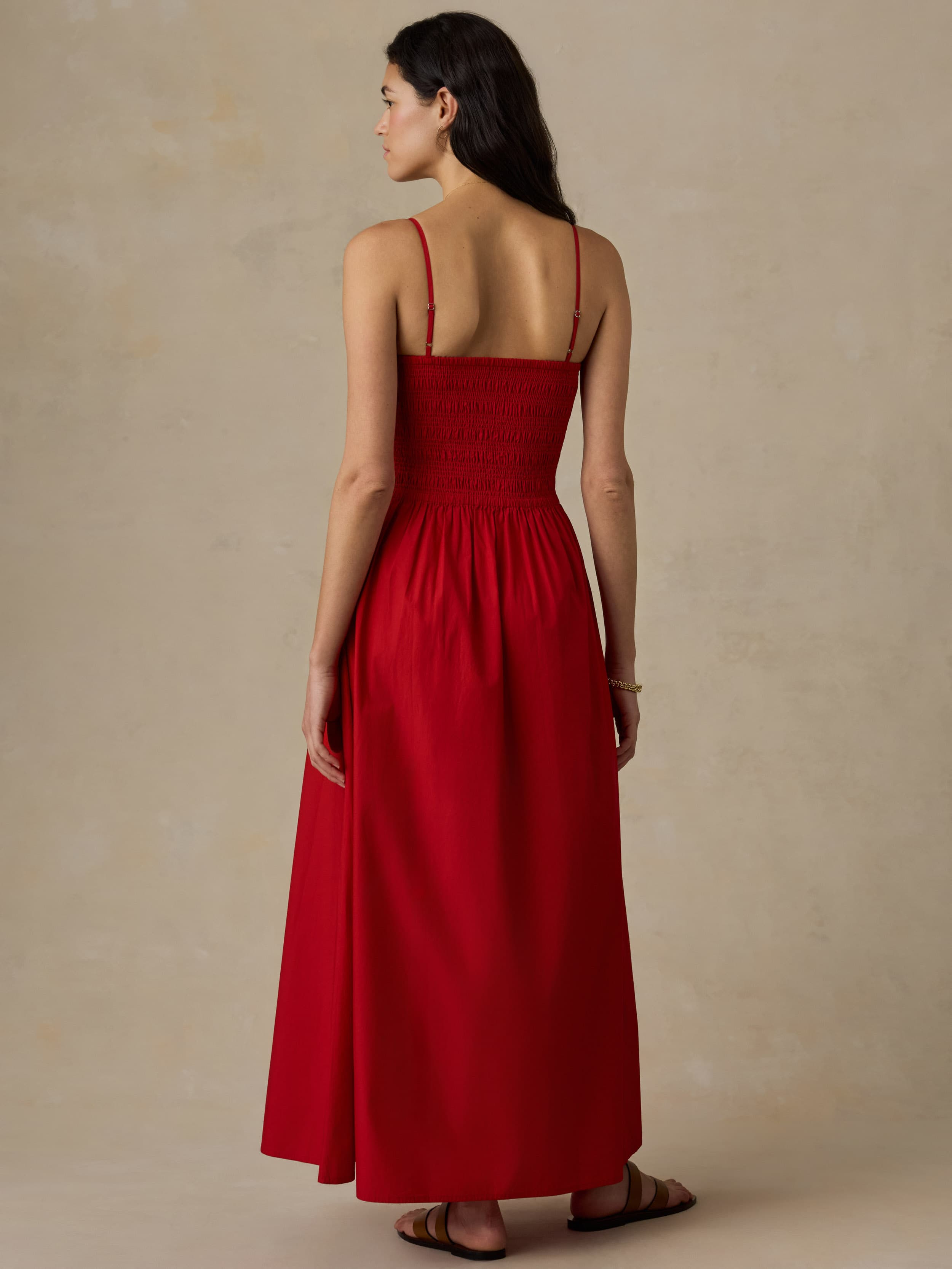 Coastal Poplin Lucia Dress - Tango Red