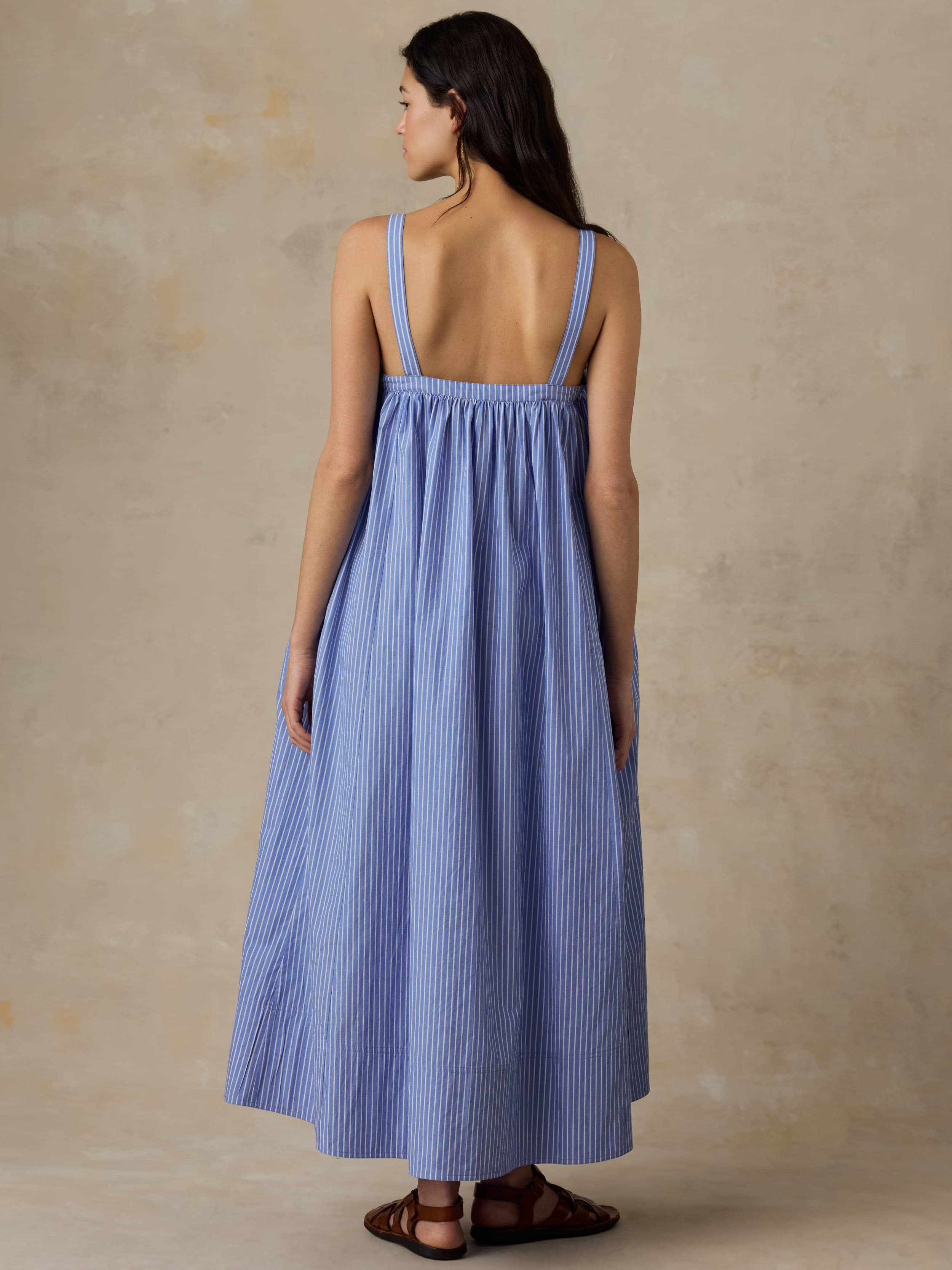 Coastal Poplin Emmy Dress - Deepwater Stripe