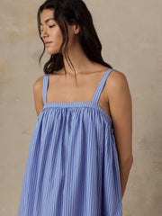 Coastal Poplin Emmy Dress - Deepwater Stripe