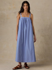 Coastal Poplin Emmy Dress - Deepwater Stripe