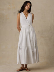 Dune Cotton Gauze Wrap Dress - White