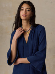 Dune Cotton Gauze Mina Dress - Dark Indigo Wash