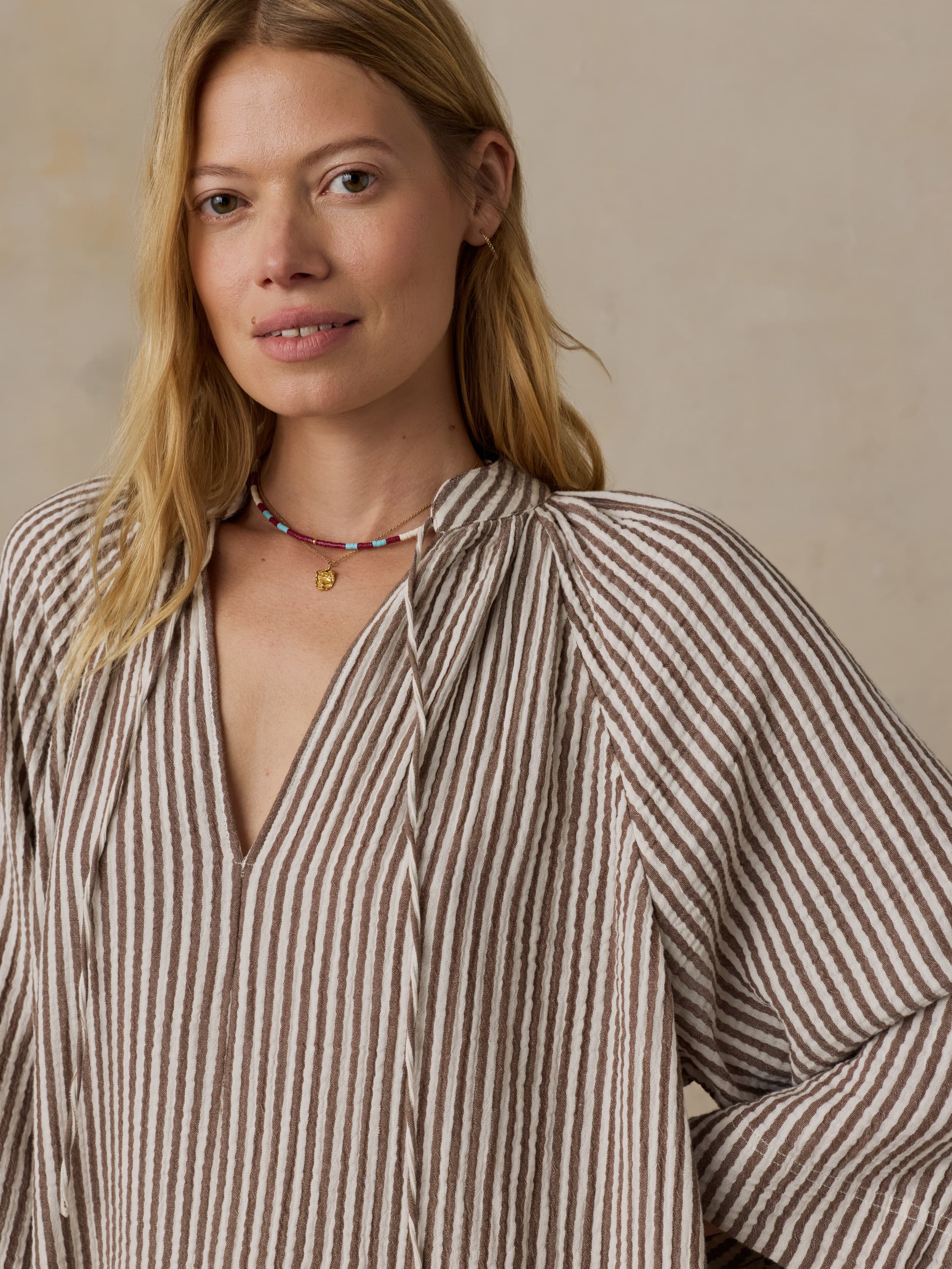Dune Cotton Gauze Mina Dress - Mocha Mist