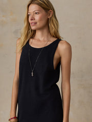 Cotton Hemp Tank Dress - Black