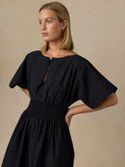 Coastal Poplin Elia Mini Smocked Dress - Black