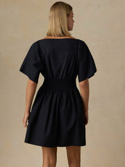 Coastal Poplin Elia Mini Smocked Dress - Black