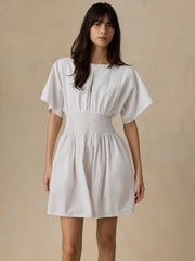 Coastal Poplin Elia Mini Smocked Dress - White