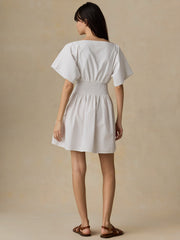 Coastal Poplin Elia Mini Smocked Dress - White