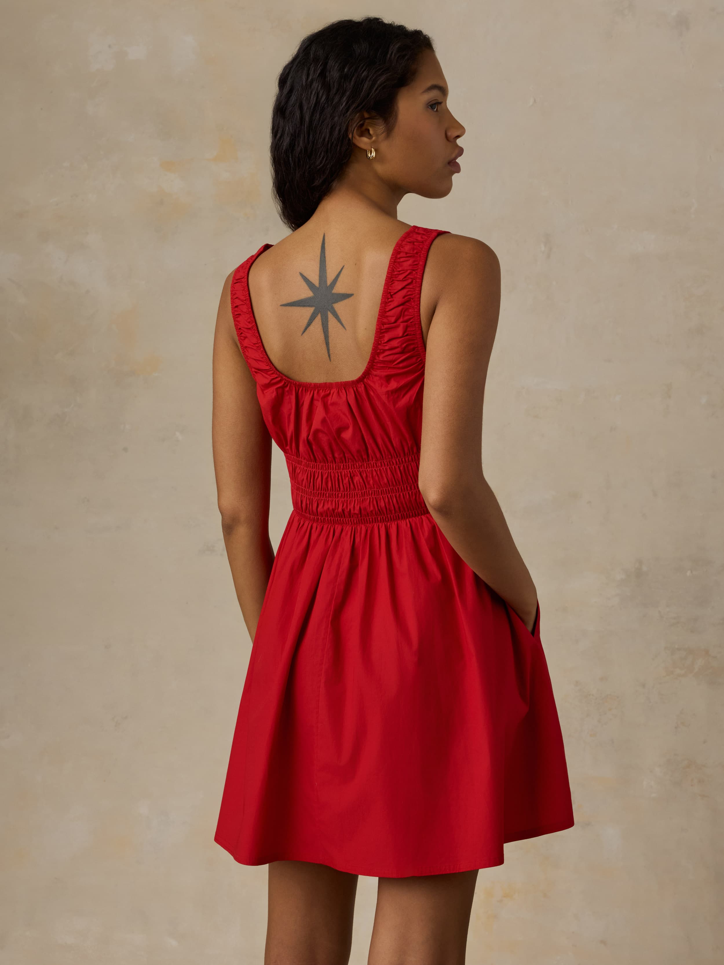 Coastal Poplin Sunseeker Mini Dress - Tango Red