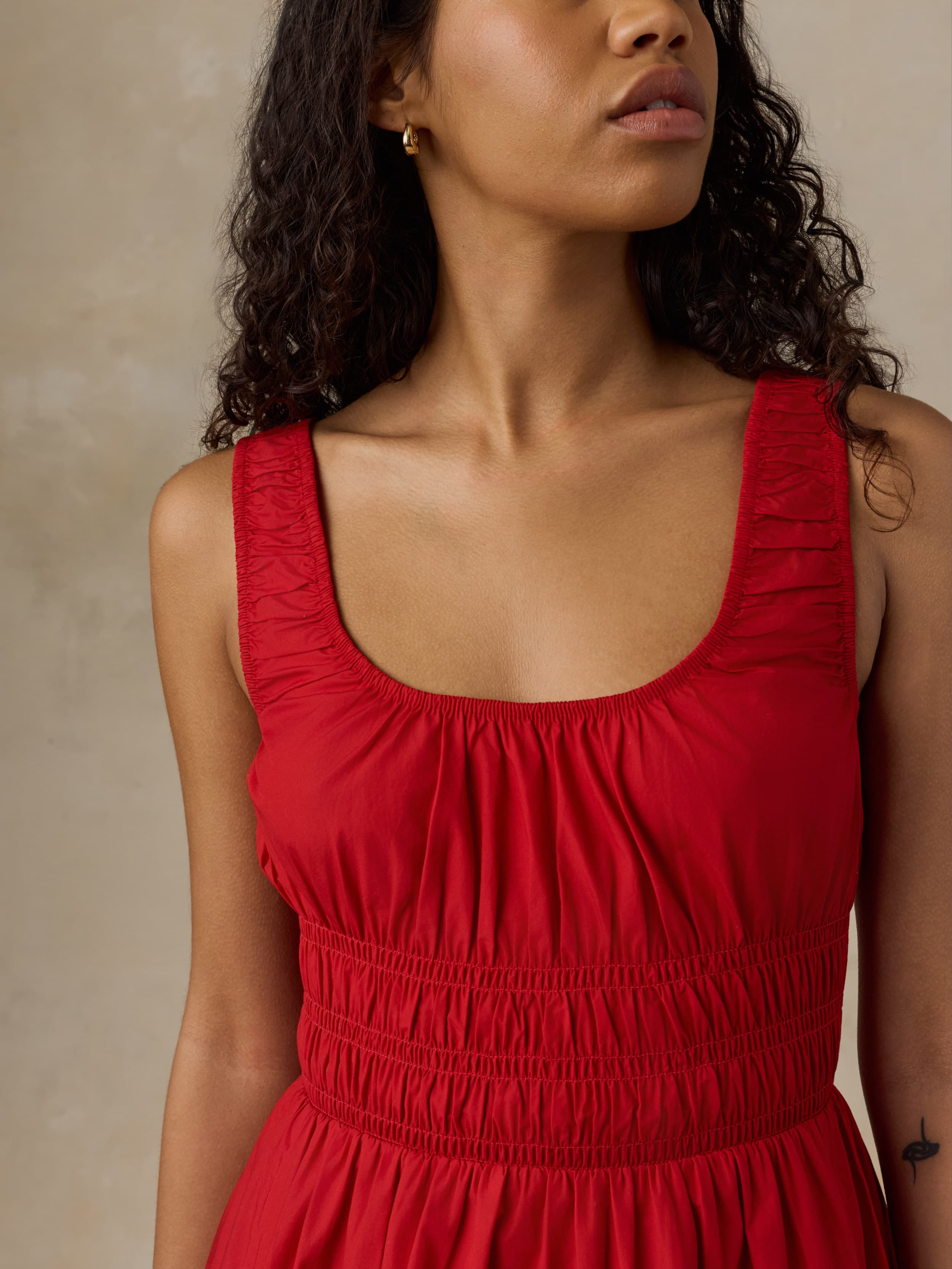 Coastal Poplin Sunseeker Mini Dress - Tango Red
