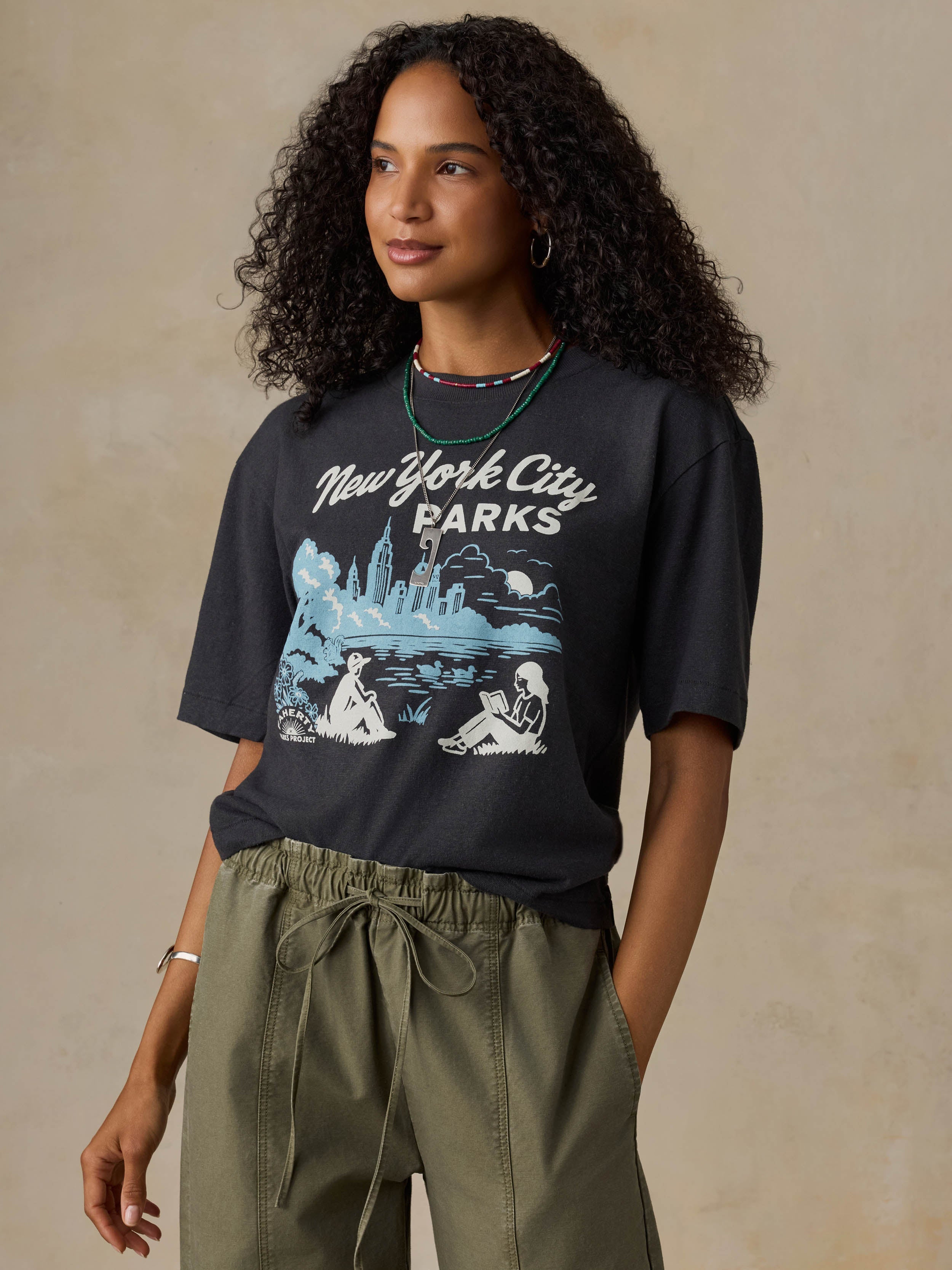 Faherty x Parks Project NYC Parks Hemp Blend Vintage Tee - Washed Black