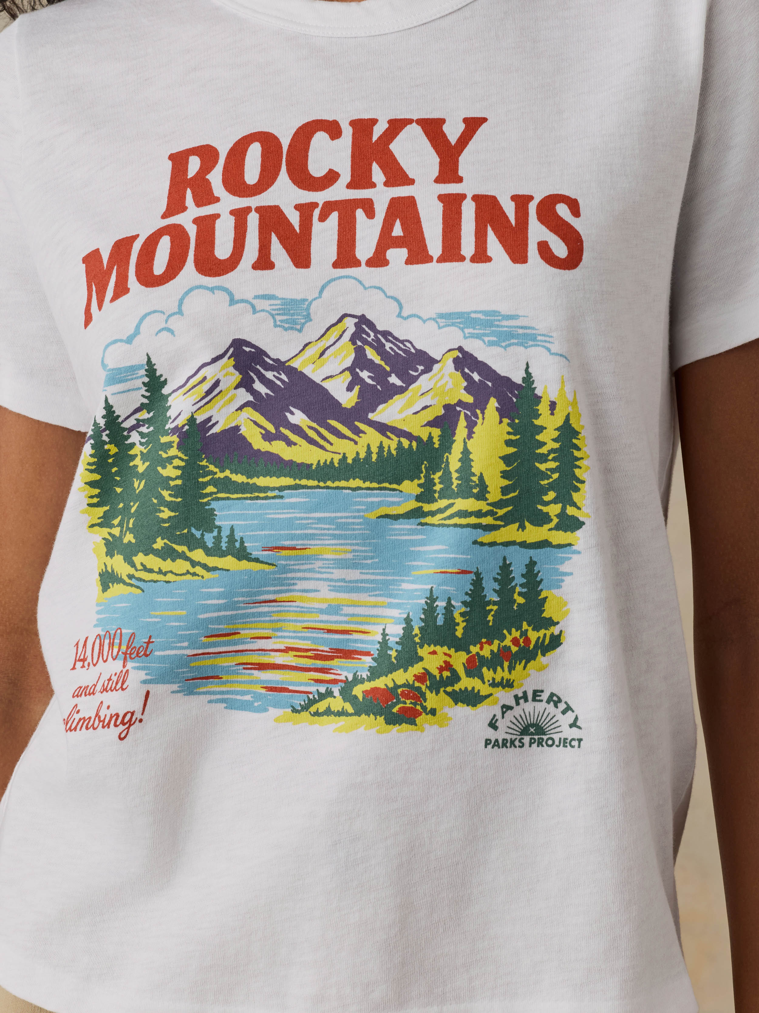 Faherty x Parks Project Rocky Mountains Sunwashed Regenerative Tee - White
