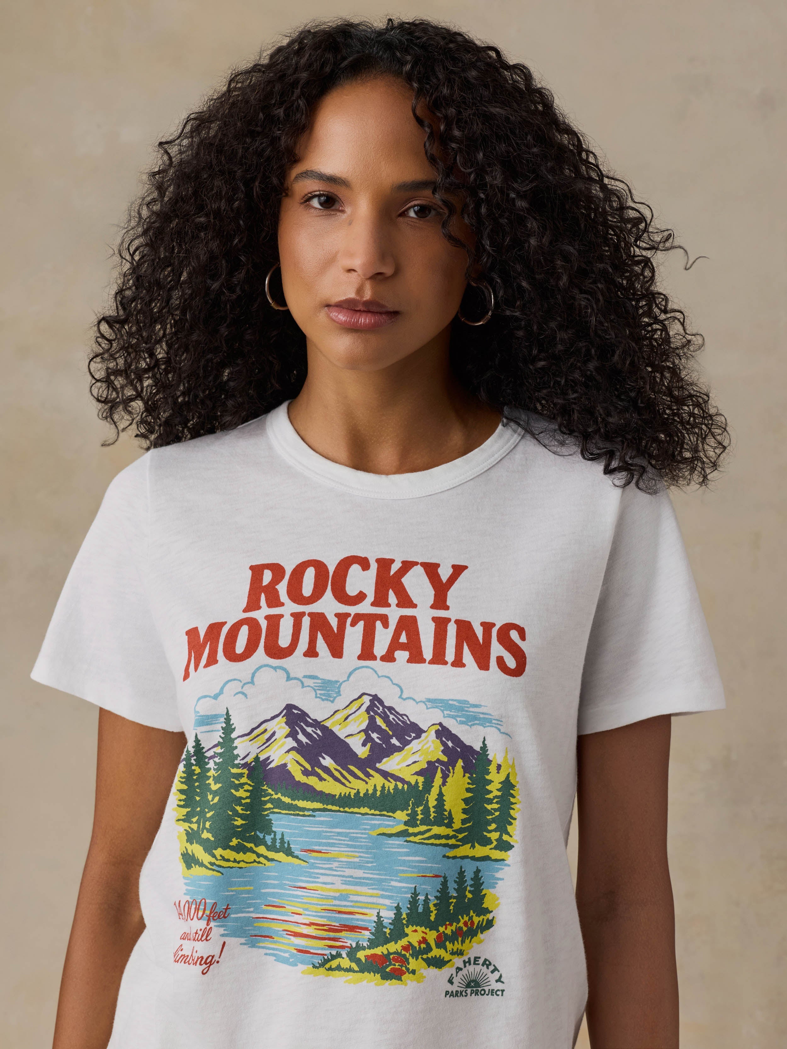 Faherty x Parks Project Rocky Mountains Sunwashed Regenerative Tee - White