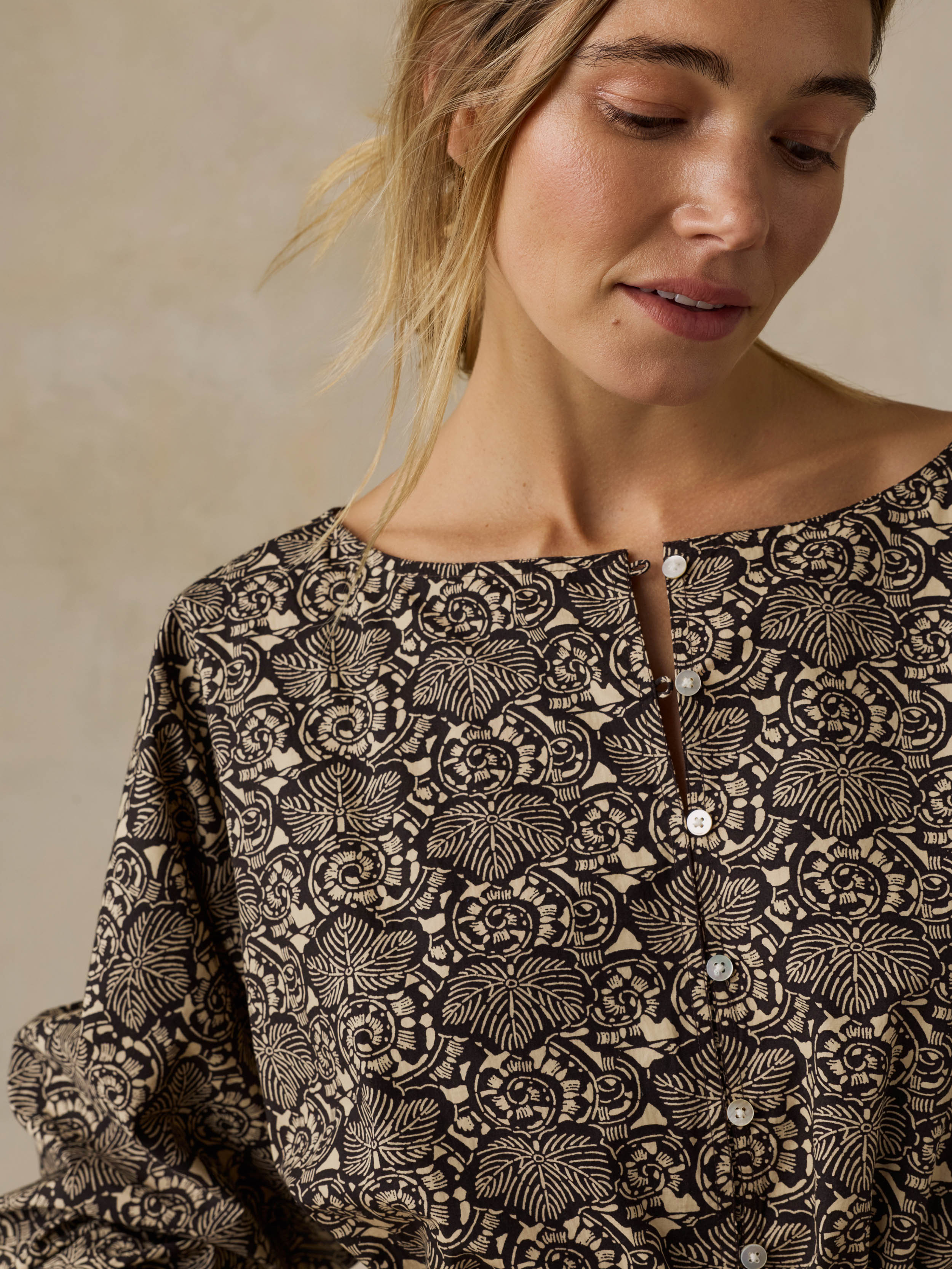 Coastal Poplin Faye Top - Night Bloom