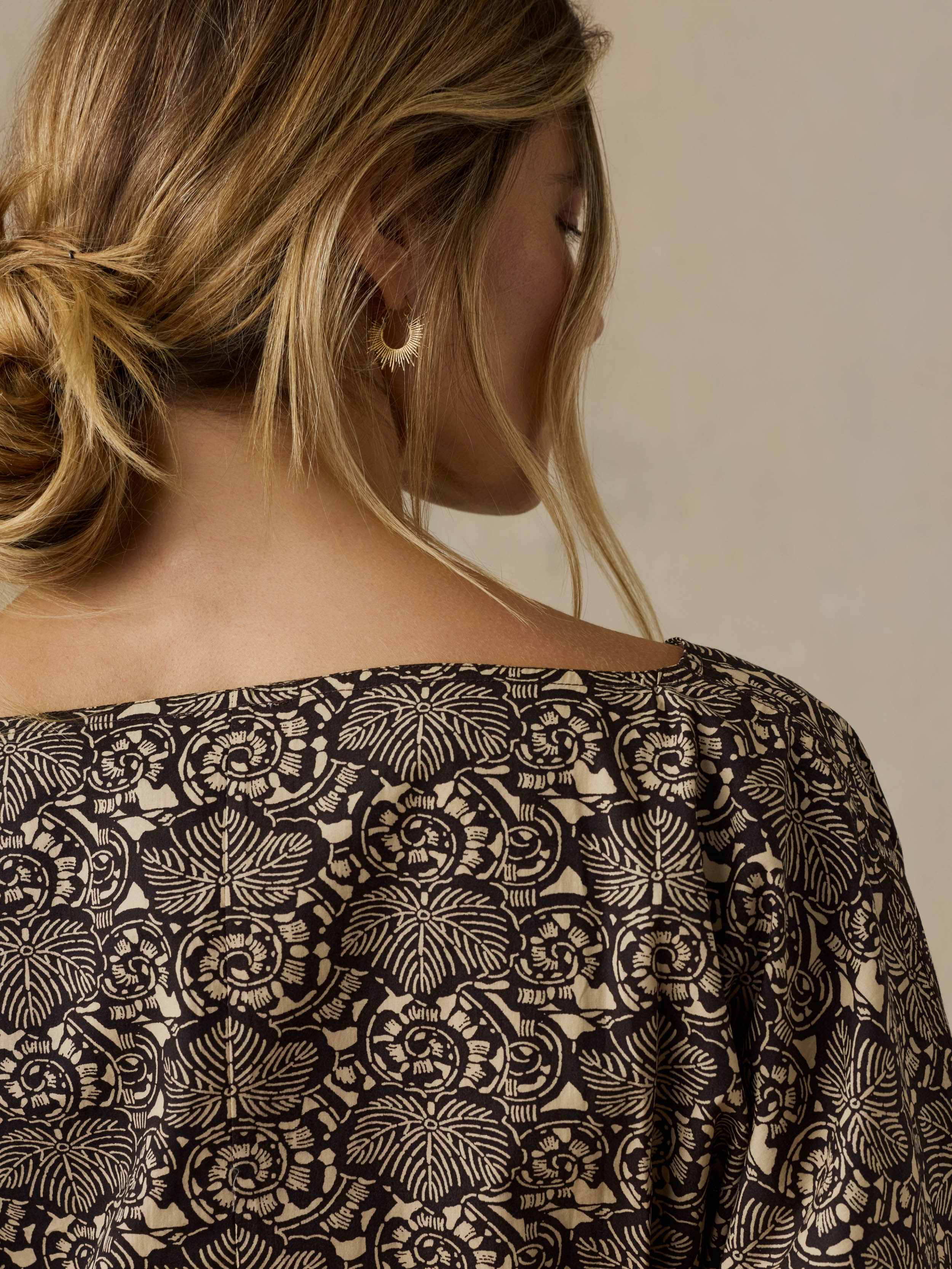 Coastal Poplin Faye Top - Night Bloom