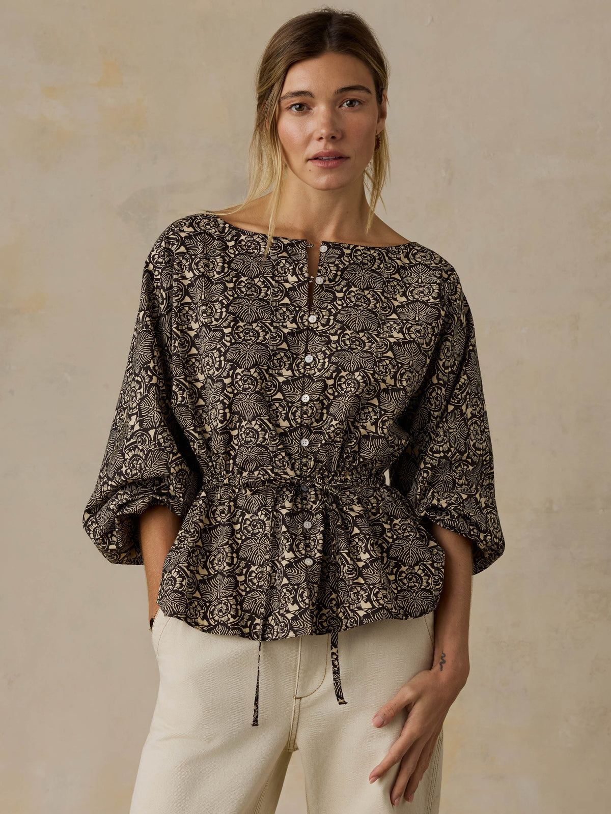 Coastal Poplin Faye Top - Night Bloom