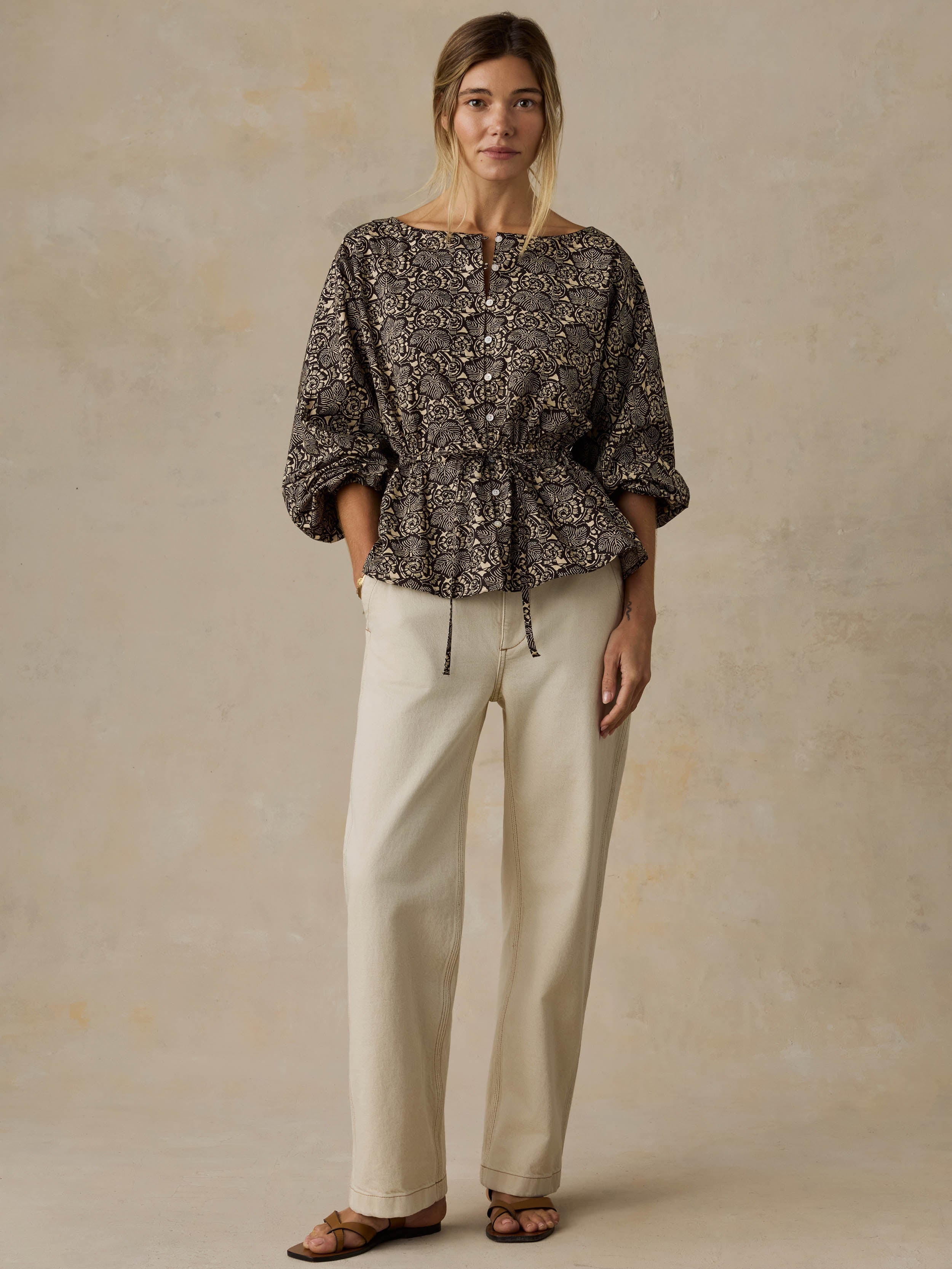 Coastal Poplin Faye Top - Night Bloom