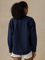 Cotton Hemp Overshirt - Indigo Wharf Stripe