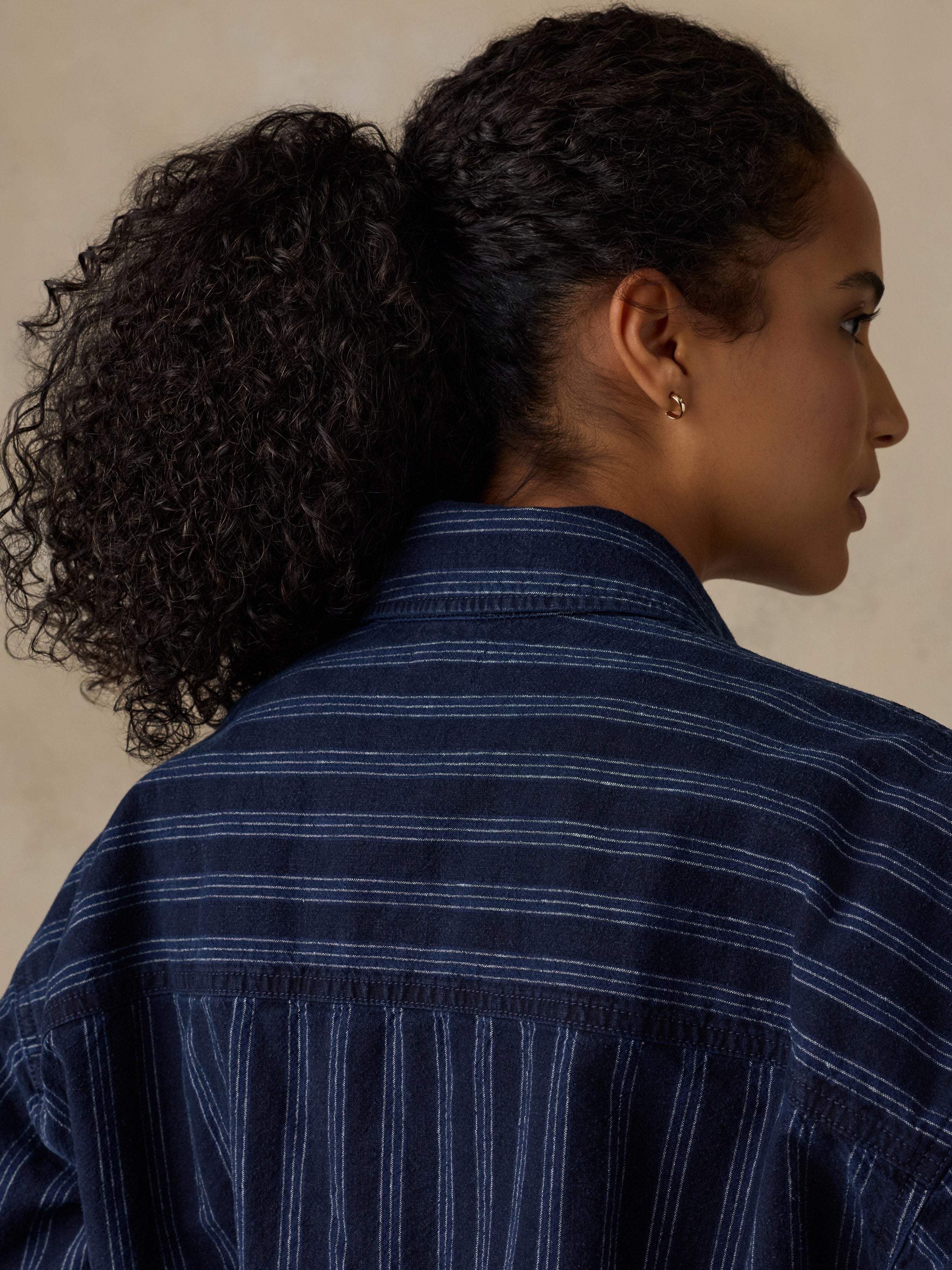 Cotton Hemp Overshirt - Indigo Wharf Stripe