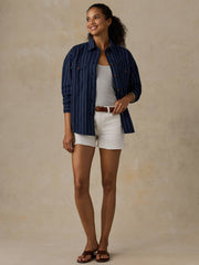 Cotton Hemp Overshirt - Indigo Wharf Stripe