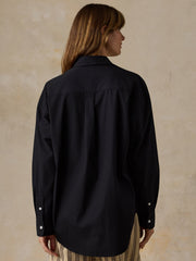 Coastal Poplin Relaxed Shirt - Black