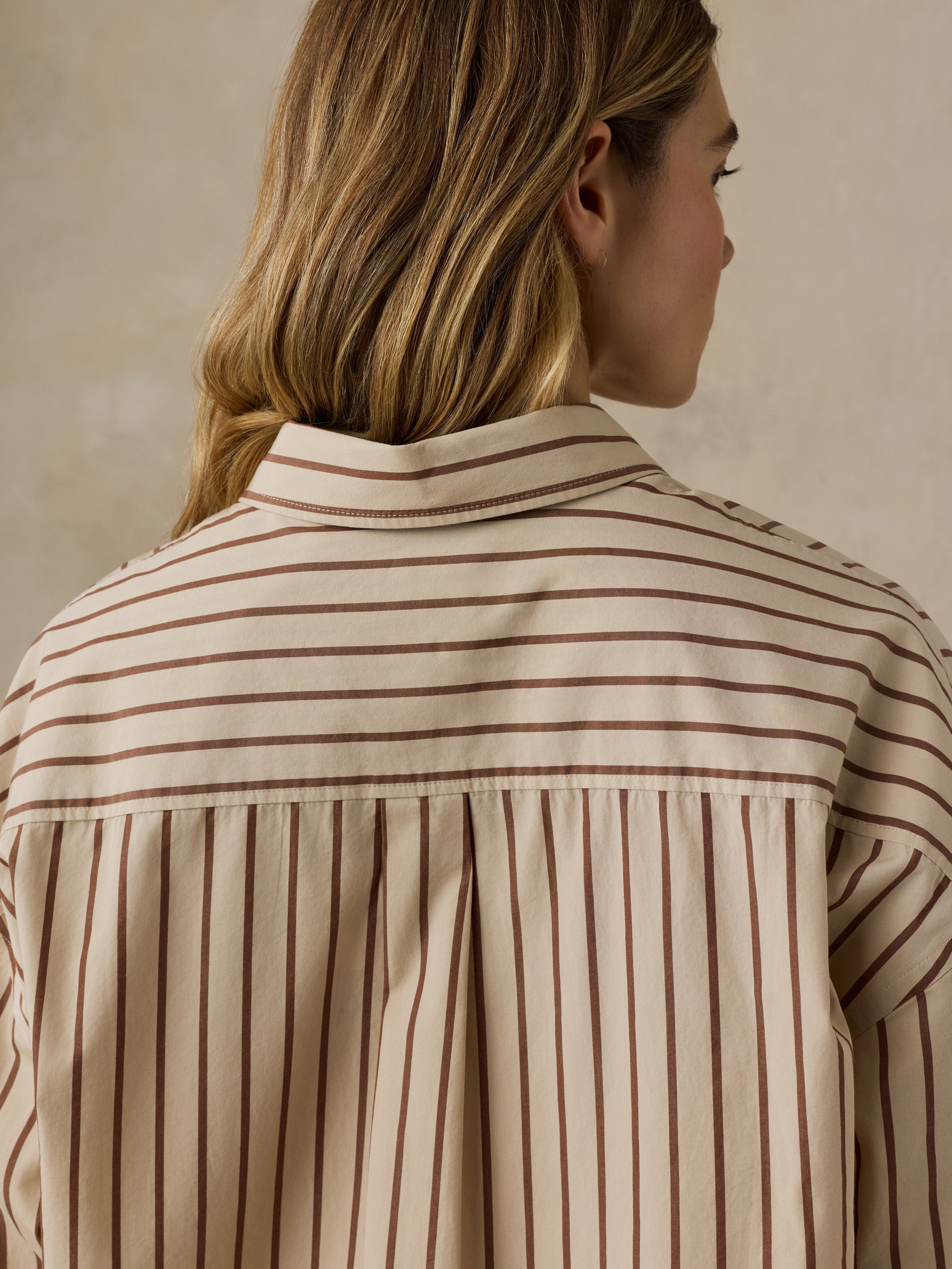 Coastal Poplin Relaxed Shirt - Drift Sand Stripe