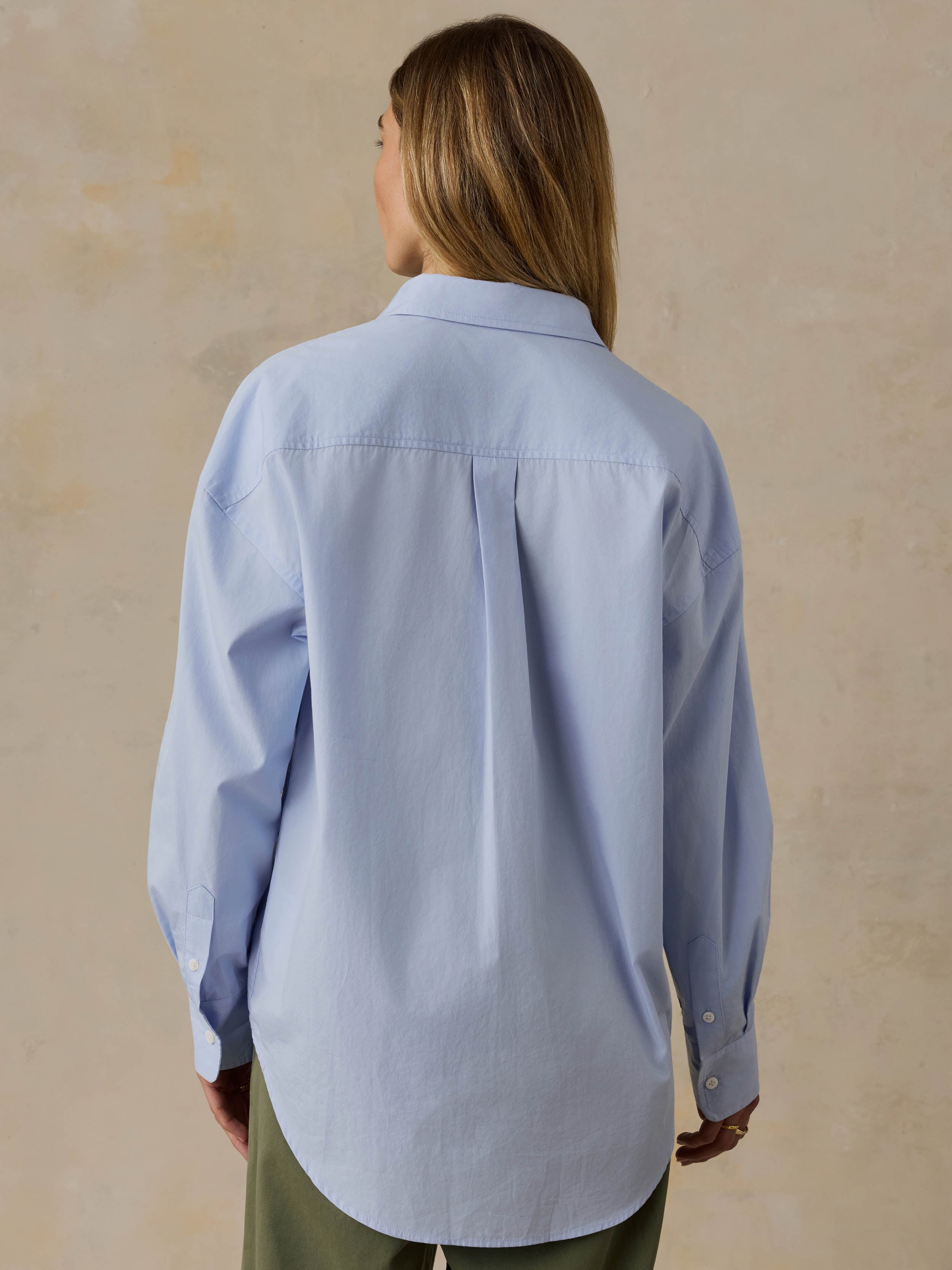 Coastal Poplin Relaxed Shirt - Blue Current