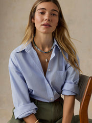 Coastal Poplin Relaxed Shirt - Blue Current