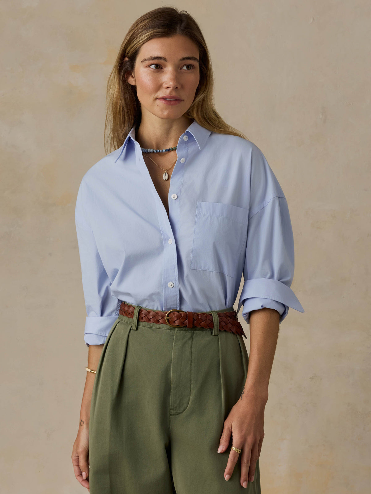 Coastal Poplin Relaxed Shirt - Blue Current