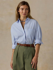 Coastal Poplin Relaxed Shirt - Blue Current