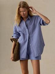 Coastal Poplin Boxer Short - Deepwater Stripe