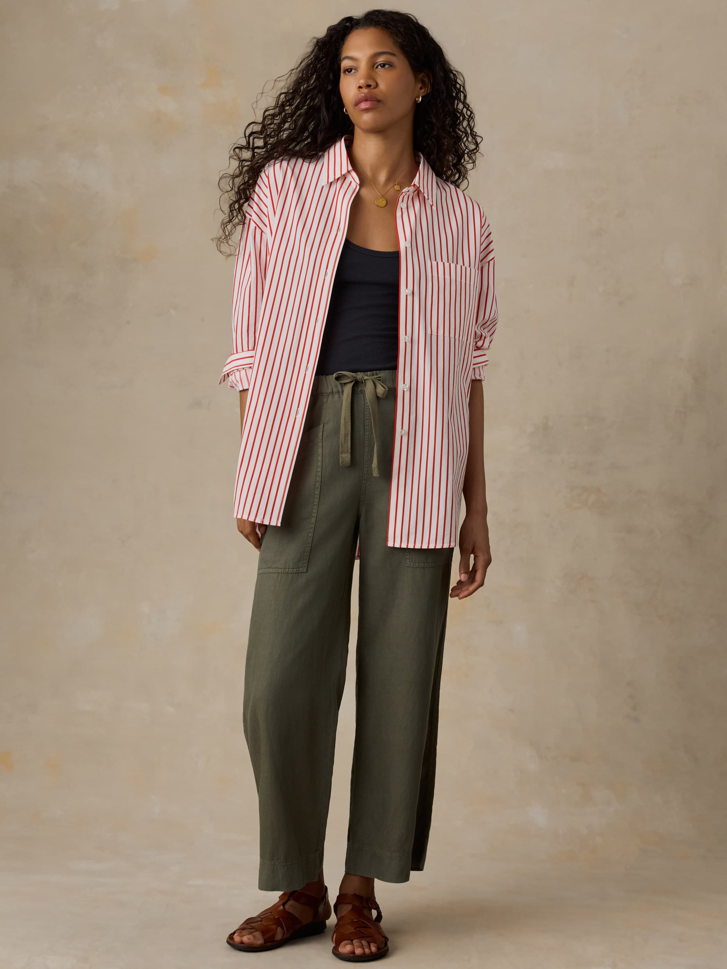 Coastal Poplin Relaxed Shirt - Summer Sail Stripe