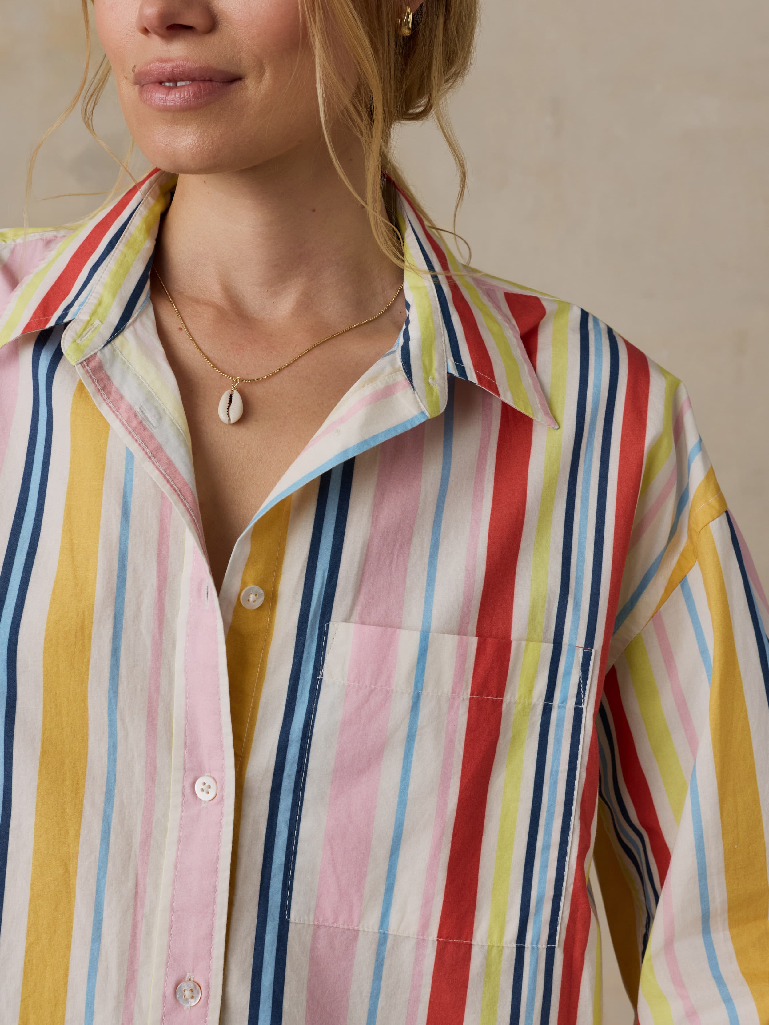 Coastal Poplin Relaxed Shirt - Sunset Parade